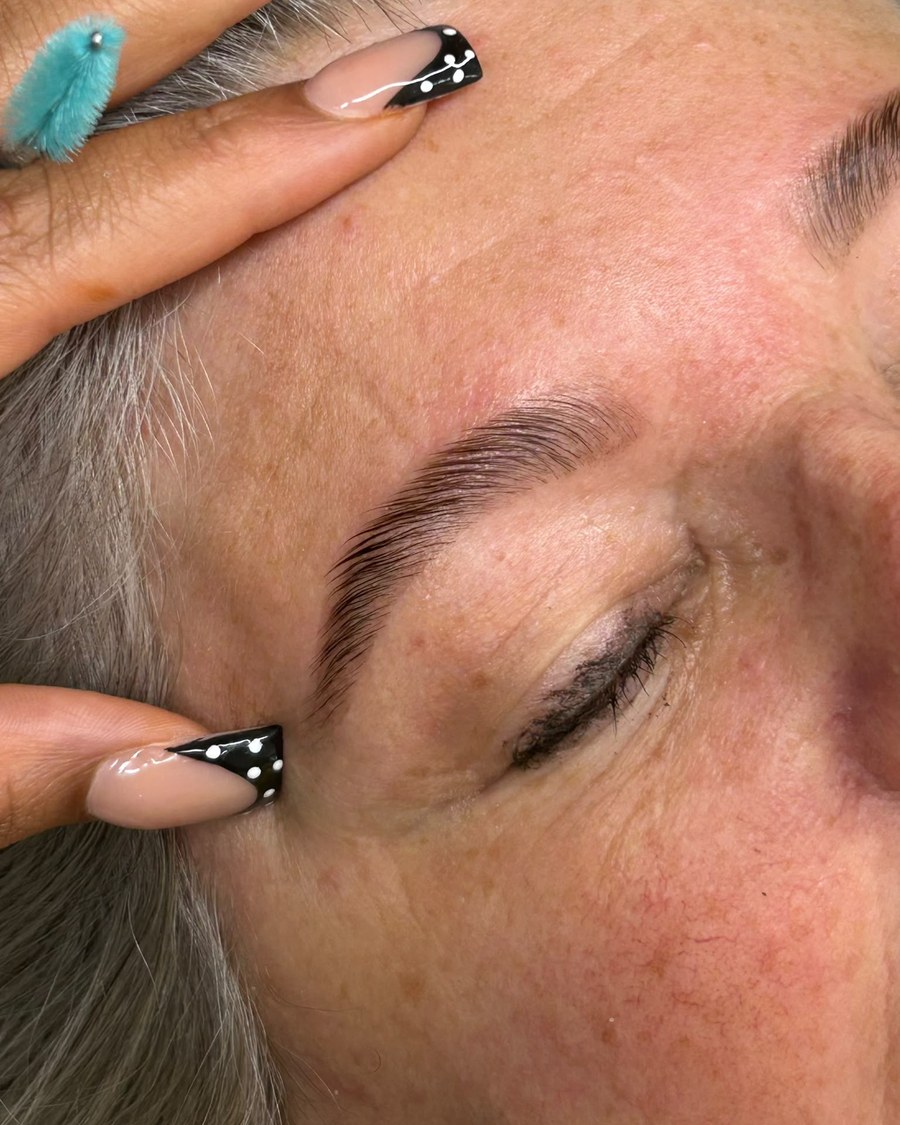 Brow lamination, brushed-up brow with a soft finish