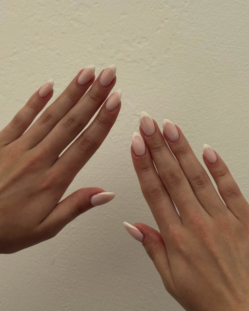 Soft French tip almond nails